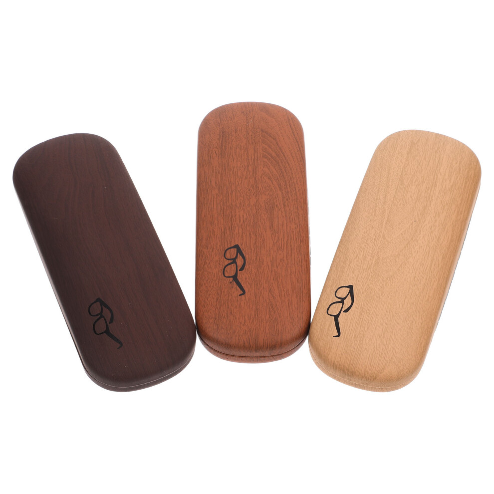 Iplusmile 3Pcs Portable Wood Grain Pu Sunglasses Case For Travel