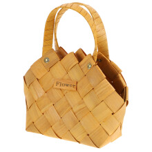 hand-held woven flower basket with wicker handle decorative