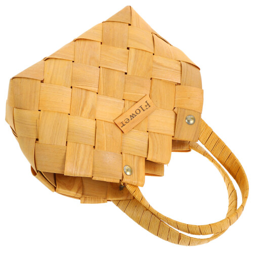 hand-held woven flower basket with wicker handle decorative 1