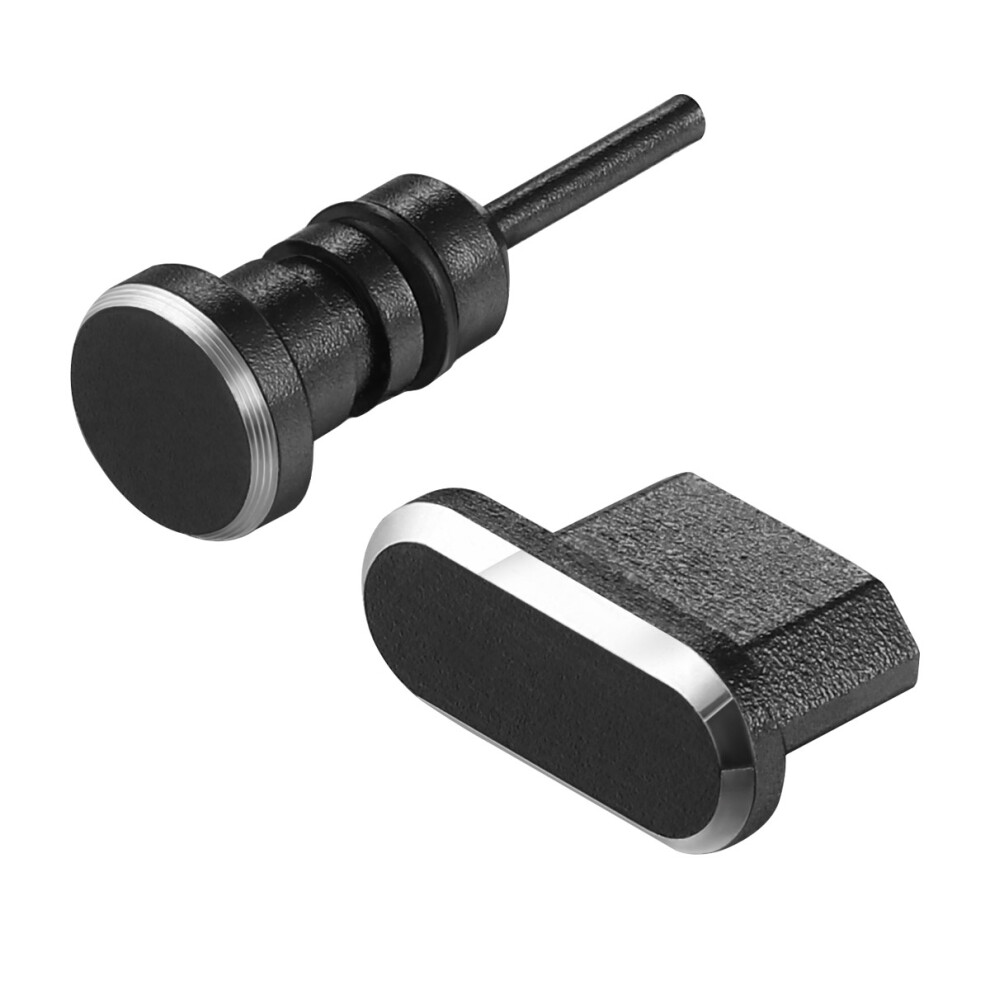 2Pcs 3.5Mm Earphone Jack And Micro Usb Anti Dust Plug Black 3302141484976