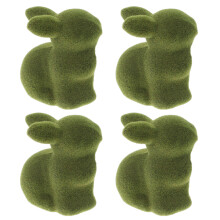 4pcs mini flocked bunny ornaments for easter decoration