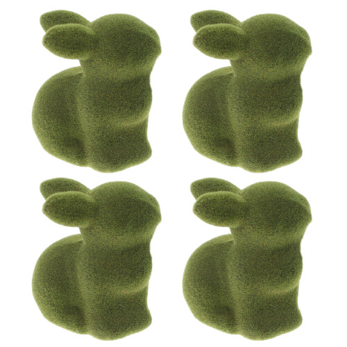 4pcs mini flocked bunny ornaments for easter decoration