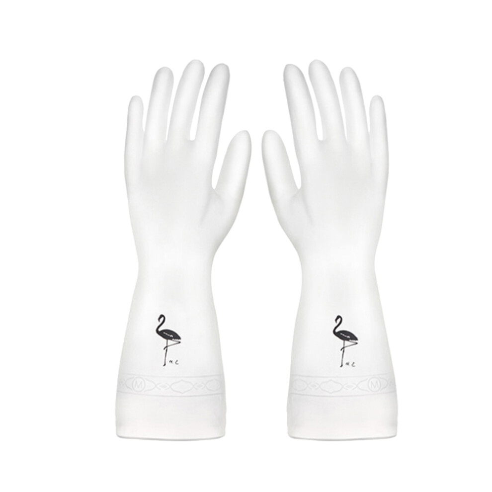 rubber waterproof cleaning gloves for kitchen size m flamingo pattern-image-OPC-PKRV26C-NEW