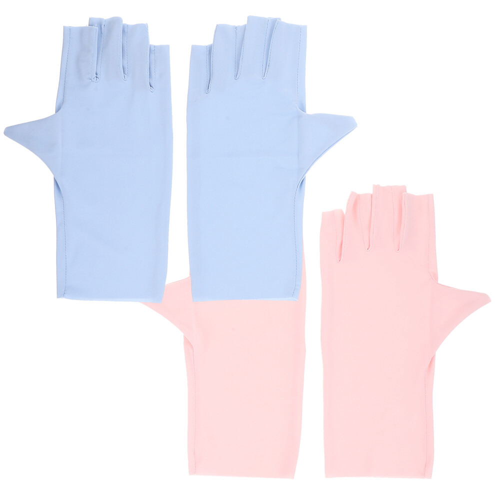 Vaguelly 2 Pairs Uv Nail Gloves For Salon Manicure Protection, Fingerless