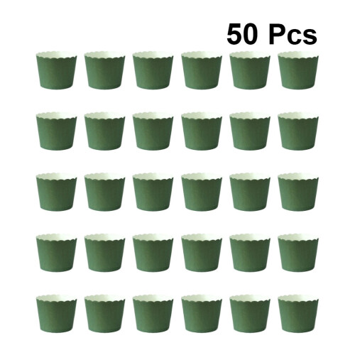 50pcs solid color green muffin cups for baking and parties 1