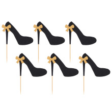 24pcs high heels cake toppers glitter bow knot picks birthday wedding