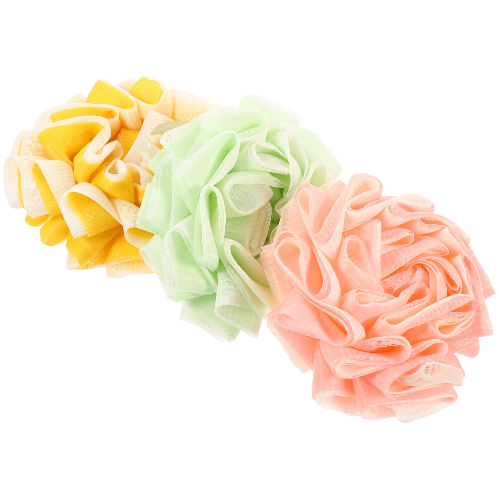 Happyyami 3Pcs Assorted Color Shower Loofahs Pe Bath Sponges For Exfoliating