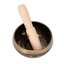 yoga meditation singing bowl set with mallet and holder (coffee)