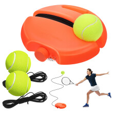 tennis solo trainer set with corded rebound for single player practice