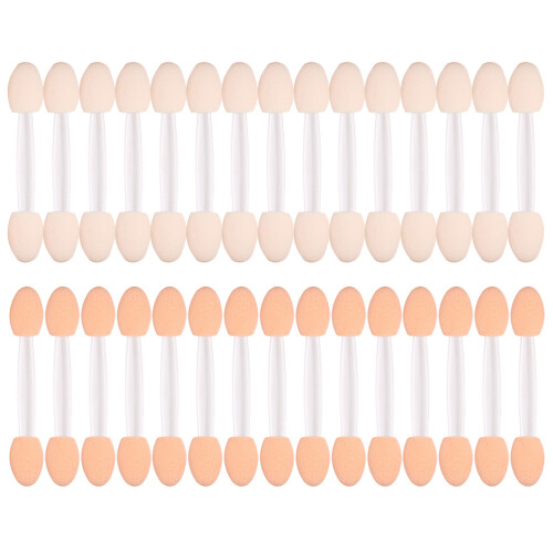 30pcs double-ended sponge eyeshadow applicators for women white
