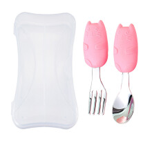 1 set kids cutlery training spoon with box pink