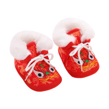 1Paar Kinderschoenen Casual Warm Rood Met Embroidery En Antislip Zool