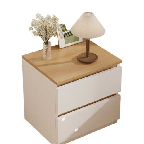 Double Layer Drawer Bedside Cabinet - Yellow and White 1
