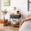 Rustic Black Metal Nightstand with Fabric Drawer 9