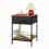 Rustic Black Metal Nightstand with Fabric Drawer 1