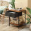 Rustic Black Metal Nightstand with Fabric Drawer 6