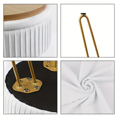 Creative Round Storage Stool- White 2
