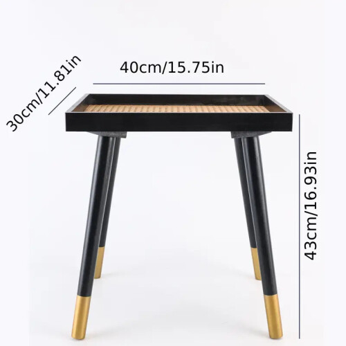 (Black) Create a cozy nook with the Solid Rattan Side Table, a testament to craftsmanship