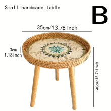 (Green-B) Understated elegance meets Nordic sensibilities in the Rattan Shell Table