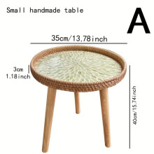 (Green-A) Understated elegance meets Nordic sensibilities in the Rattan Shell Table