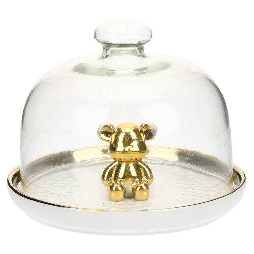 ceramic cake tray with dome multi-functional dessert plate
