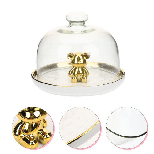 ceramic cake tray with dome multi-functional dessert plate 2