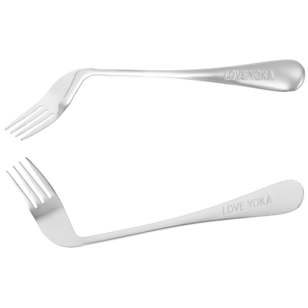 Aboofan 2Pcs Angled Forks For Elderly Eating Assistance, Feeding Tableware