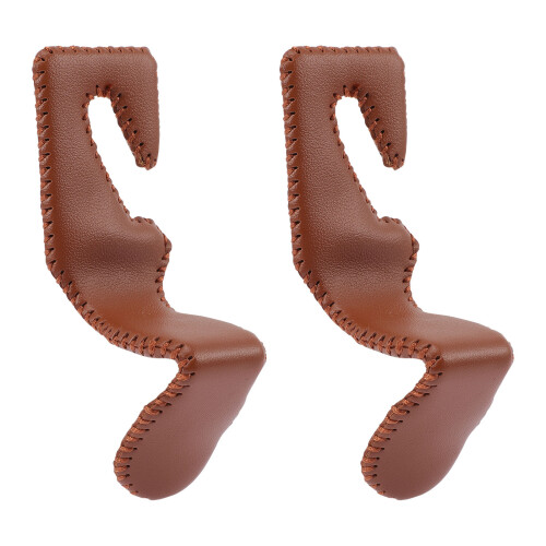 2St Back Seat Hooks Metalen Auto Organizer Bruin Leer