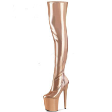 High Heels Silver 20Cm Knee Boots Pole Dancing Long Boots UK Size 3 Copper-3