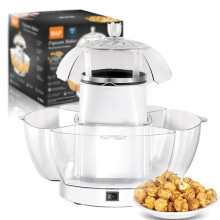 Popcorn Machine 1200W Hot Air Popcorn Maker No Oil Removable Bowl Detachable Cover For Parties And Movie Night