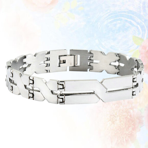 stainless steel x-shaped bracelet for men, adjustable 1