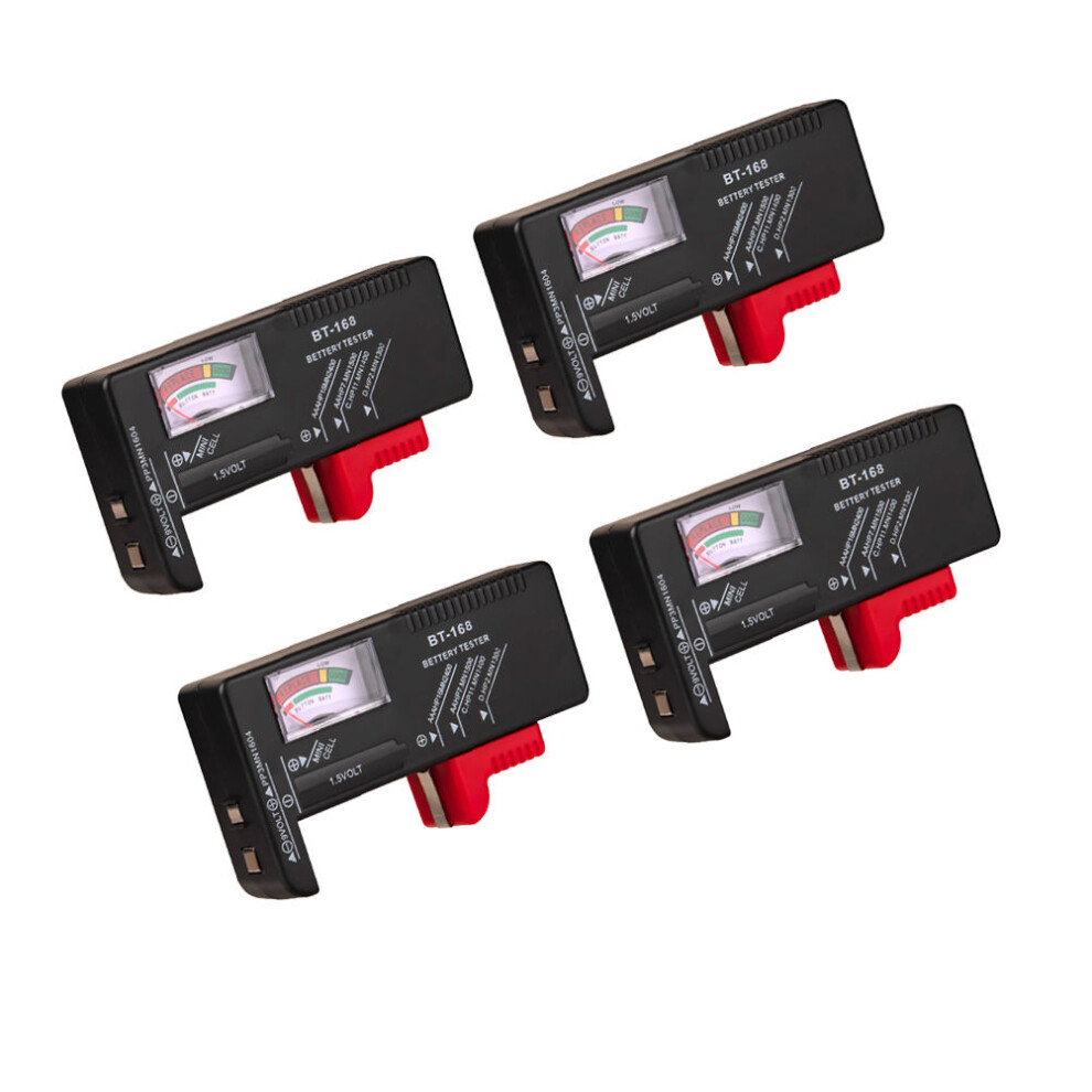4Pcs Portable Battery Tester For 9V 1.5V Aa Aaa Button Cell Black 3302210866214
