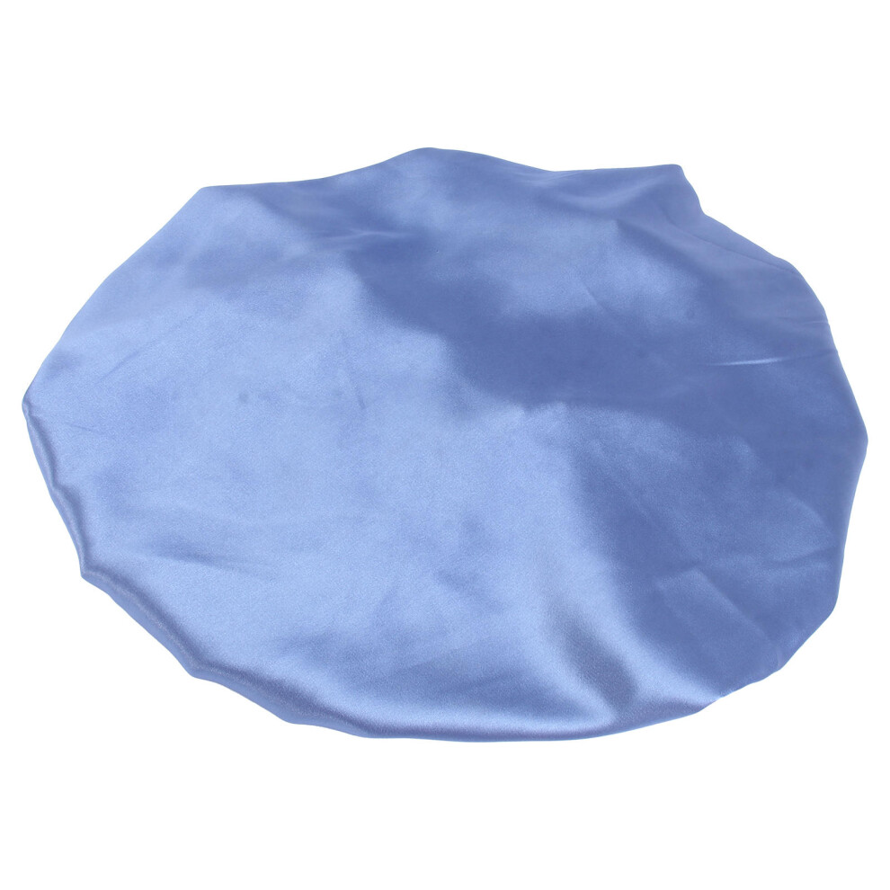 Happyyami Blue 1Pc Double-Layer Satin Shower Cap Soft Elastic Bathing Accessory