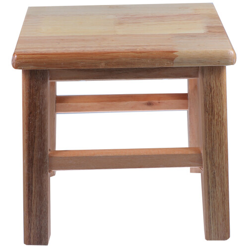 solid wood square stool with shoe storage, wood color
