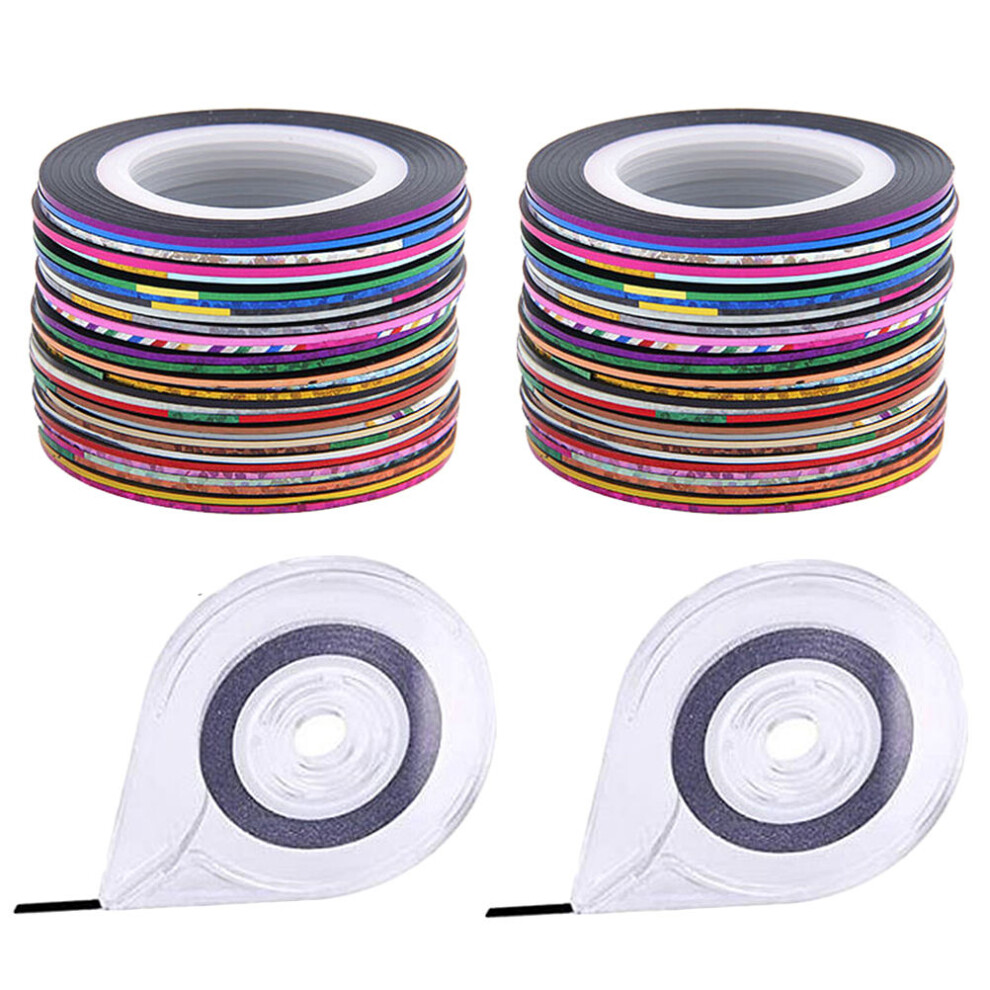 Happyyami 60 Rolls 2 Sets Striping Tapes For Nail Art Manicure With 2 Boxes