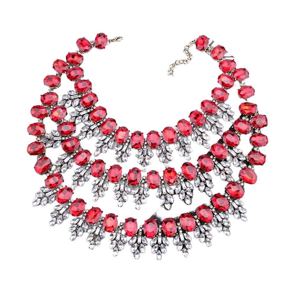 (Red) Woman Necklace Clavicle Chains Rhinestone Fashion Decor Jewelry Gift-image-OPC-PKRVS8C-NEW