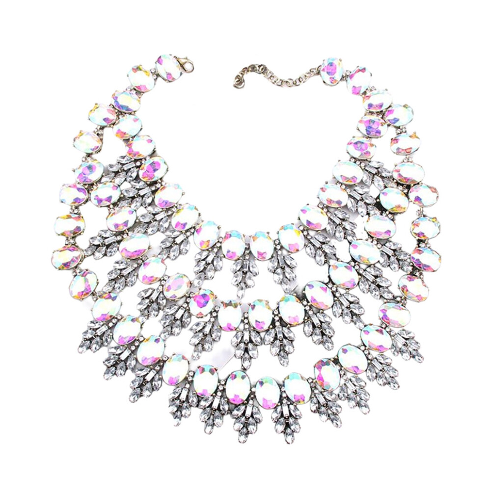 (Colorful) Woman Necklace Clavicle Chains Rhinestone Fashion Decor Jewelry Gift-image-OPC-PKRVS89-NEW