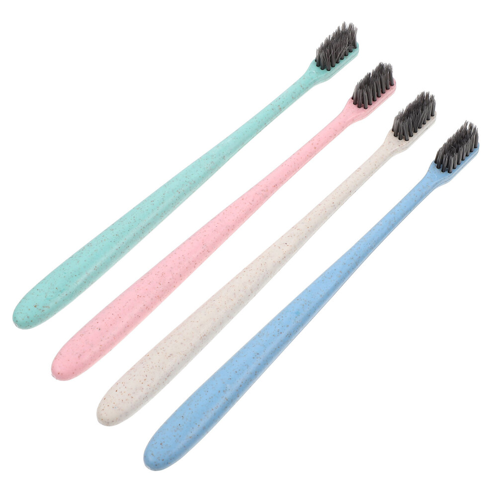 Ohphcall 12Pcs Portable Toothbrushes With Wheat Straw Handles