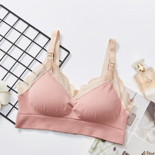 wireless lace bra for breastfeeding, full coverage, xl pink 2