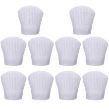 10pcs disposable chef hats for food service and kitchen work
