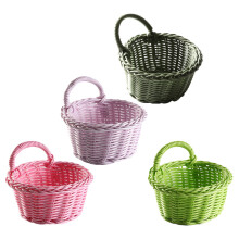 4Pcs Plastic Kitchen Woven Basket Assorted Color Hanging Storage