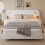4ft6 Double Upholstered Bed with Nightstands,Beige 3