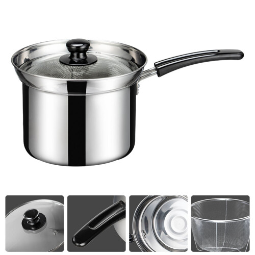 1 set household noodle cooking pot with practical fried basket 2