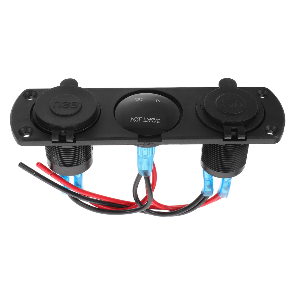 Charger Socket Panel 12V-24V Usb Outlet With Voltmeter For Vehicle 3302254632721