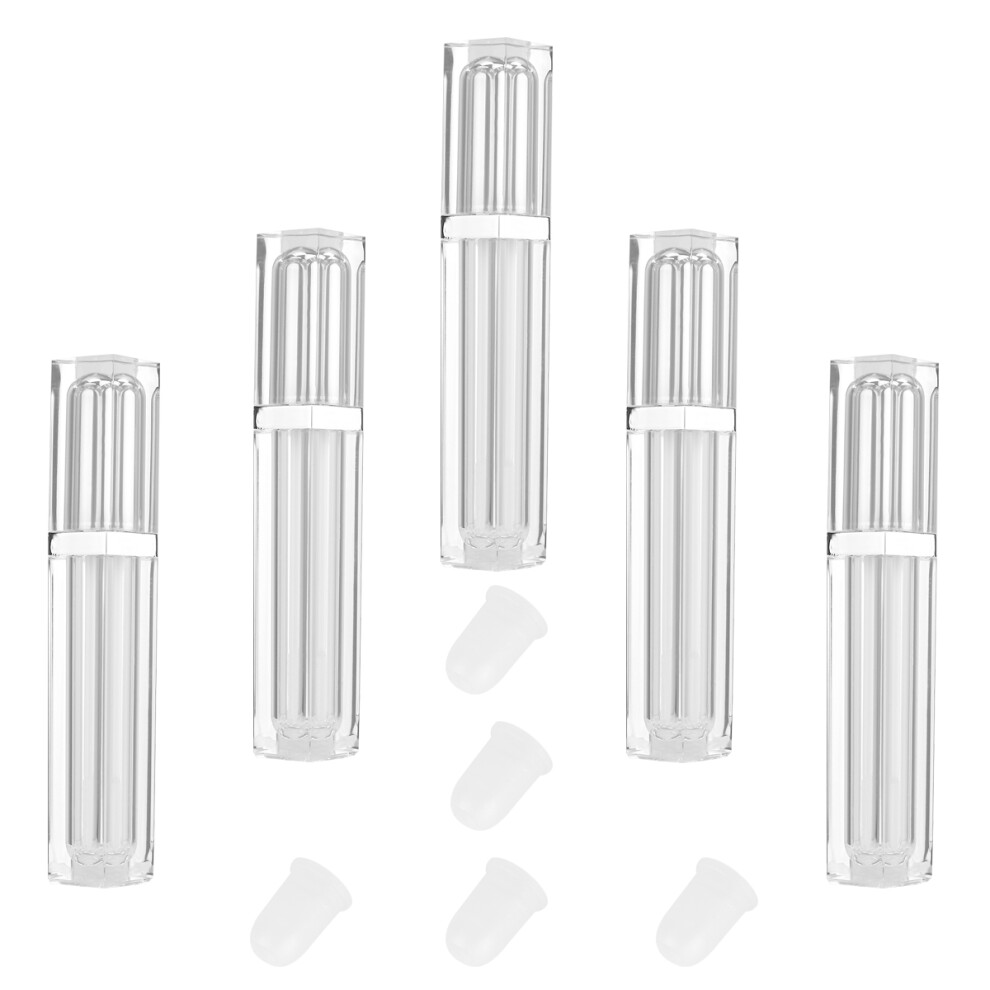 Villcase Silver 5Pcs Square Lip Gloss Tubes With Lids, Empty For Subpackaging