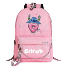 (1)Lilo and Stitch Backpack with USB Port, Canvas Book bag Rucksack for Students, School Bag for Boys/Girls, Travel Mochilas High Quality