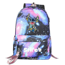 (9)Lilo and Stitch Backpack with USB Port, Canvas Book bag Rucksack for Students, School Bag for Boys/Girls, Travel Mochilas High Quality