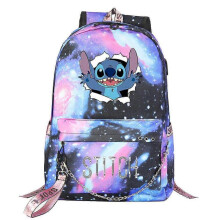 (1) Stitch Kawaii Boys Girls Kids School Book Bags | Women USB Chain Backpack | Canvas Men Laptop Bagpack | Packsack Bookbag High Quality
