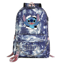 (3) Stitch Kawaii Boys Girls Kids School Book Bags | Women USB Chain Backpack | Canvas Men Laptop Bagpack | Packsack Bookbag High Quality