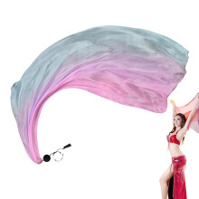 Colorful Silk Poi Flags Gradient Pink Blue Purple Flow Arts - Scarf Veil With Soft Poi Balls And Adjustable Finger Cords